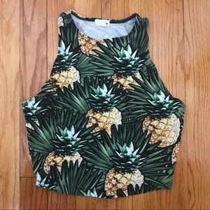 Vibrant Pineapple-Jungle Racerback Crop Top